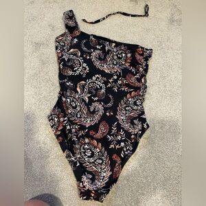 Garnet Hill Paisley One Shoulder Bathing Suit